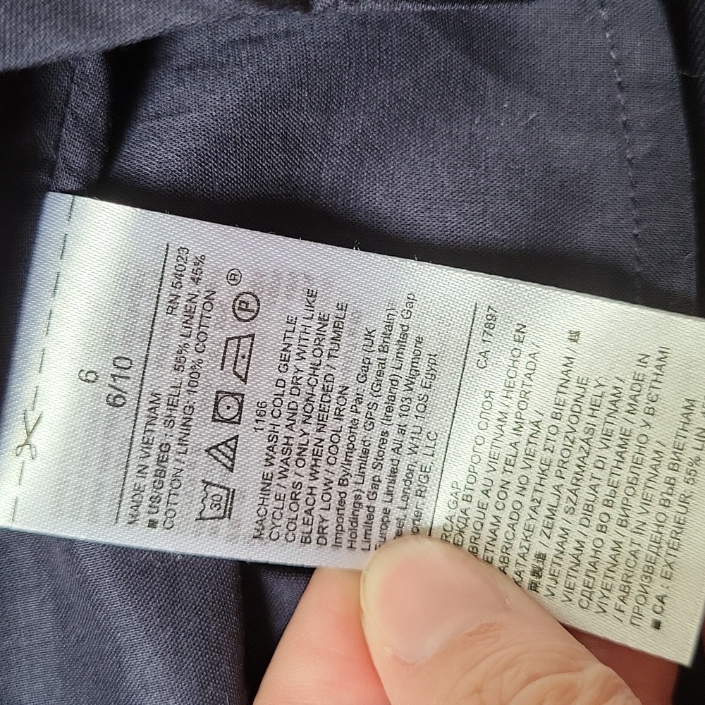 Gap Linen & Cotton Lined Dark Blue Dress with Pockets, Size 6, New With Tags - Picture 10 of 10